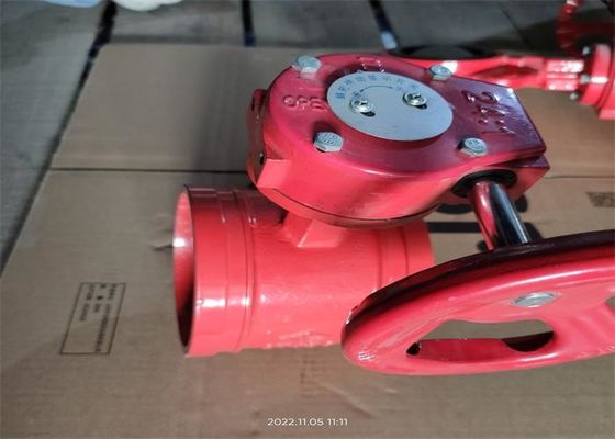 Dn100 Mm Red Butterfly Valve Water Medium Fire Protection